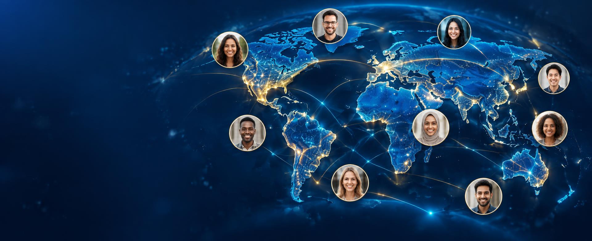 Mapa mundial con miembros conectados