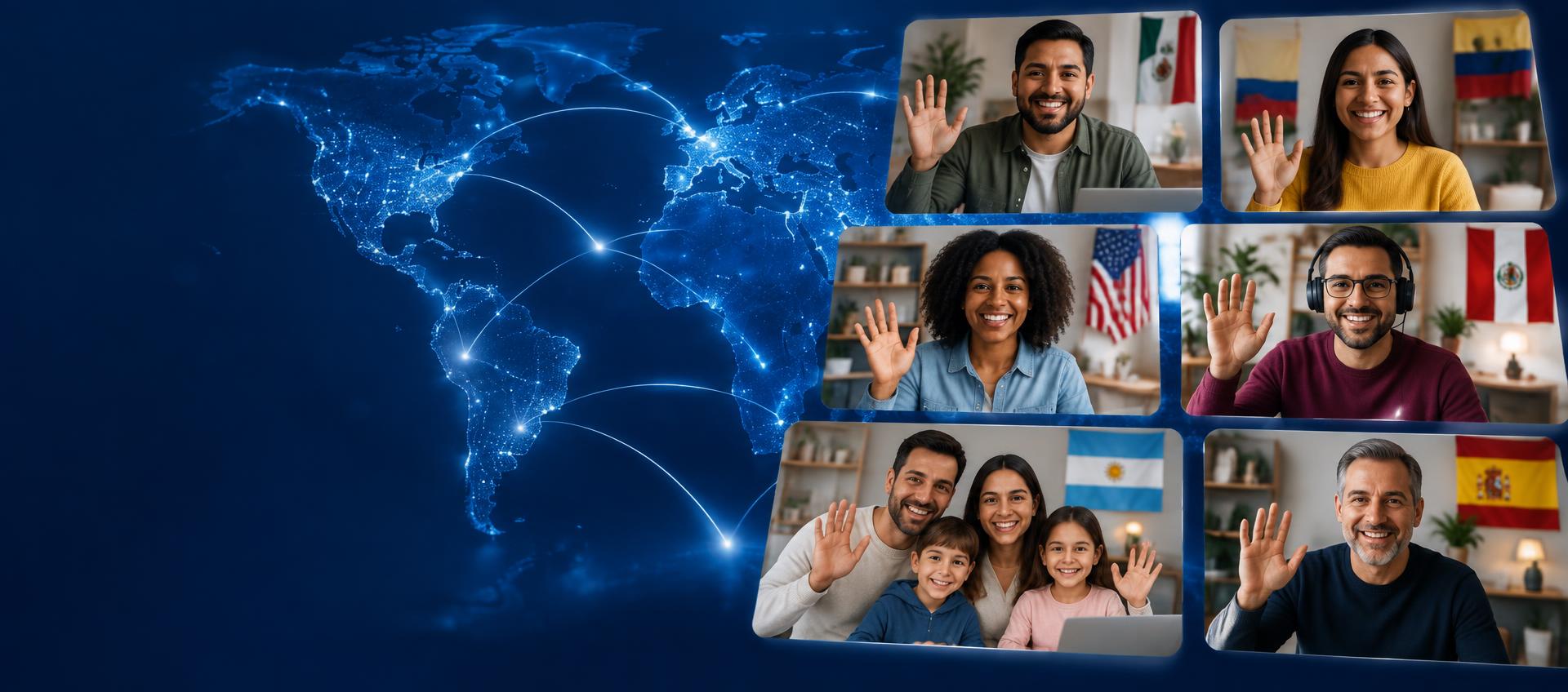 Personas de distintos países conectadas en una videollamada
